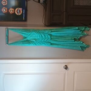Taboo Turquoise High Low Dress Floral Sequin Size XL Y2K
